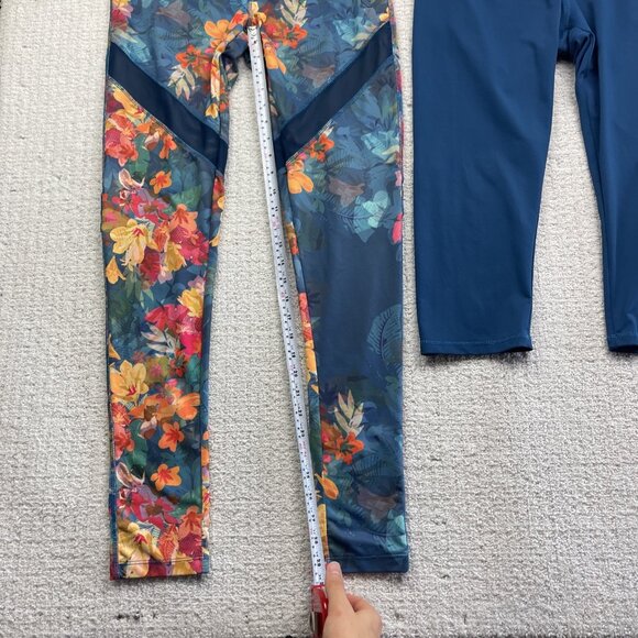 Lot x2 Surin Sport Leggings Athletic Gym / Yoga Floral AOP Tropical Women Sz M - Picture 10 of 16